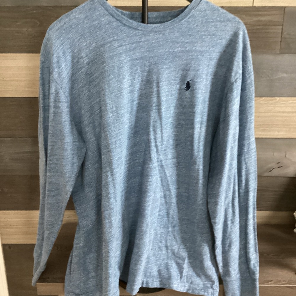 Polo Ralph Lauren Mens Size Large Blue Wash Casual Shirt Long Sleeve 100% Cotton